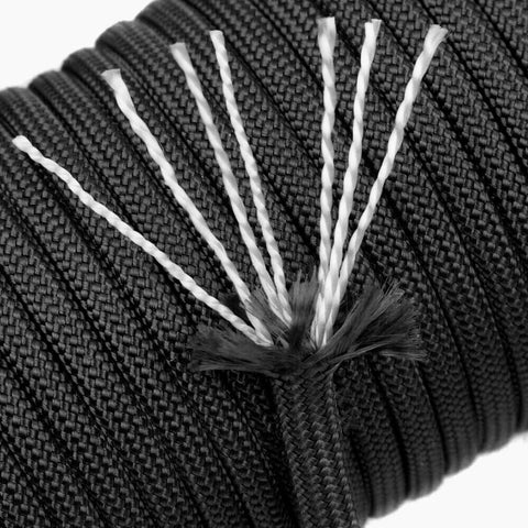 Close look of the black parachute cord