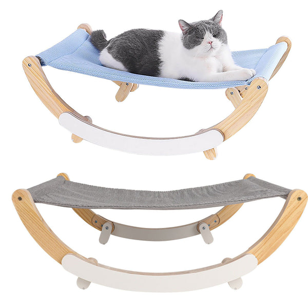 Wooden linen cat hammock