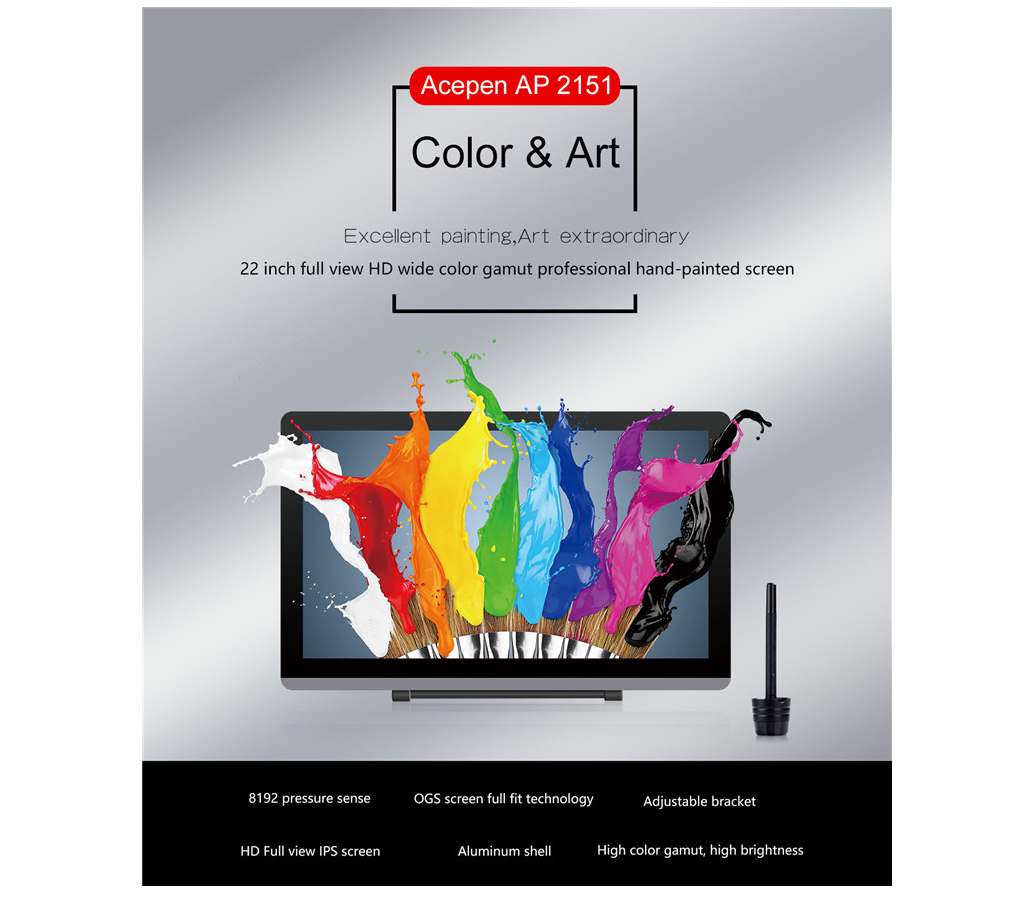 AP2151 PRO 4K Graphic pen Monitor(475.2*267.3mm) – Acepen Drawing Tablet