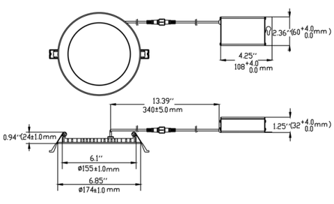 6 inch slim led panel light