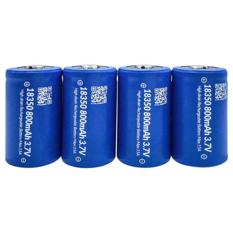 IMREN 3.7V 18350 800mAh Rechargeable Lithium Battery (4 Batteries/Pack)
