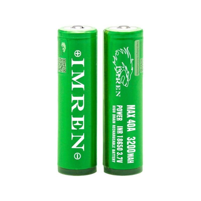 IMREN 18650 3200mAh 40A Pointy Top Rechargeable Lithium Battery (2PCS/Pack)