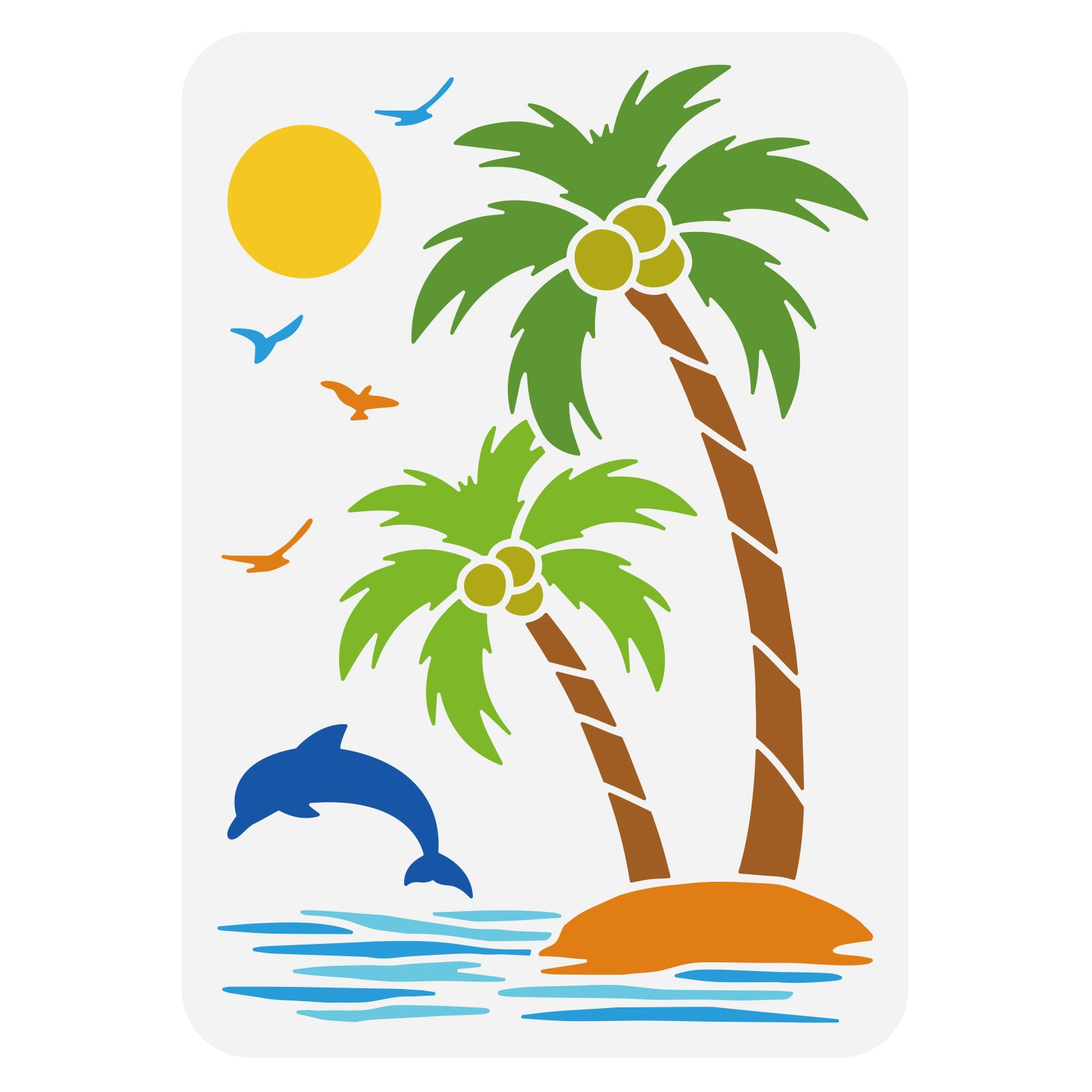 Globleland Plastic Drawing Painting Stencils Templates, for Painting on Scrapbook Fabric Tiles Floor Furniture Wood, Rectangle, Coconut Tree Pattern, 29.7x21cm