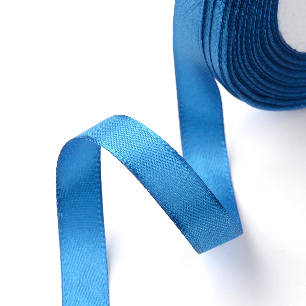 1 Group Single Face Satin Ribbon, Polyester Ribbon, Deep Sky Blue, 2 inch(50mm), about 25yards/roll(22.86m/roll), 100yards/group(91.44m/group), 4rolls/group