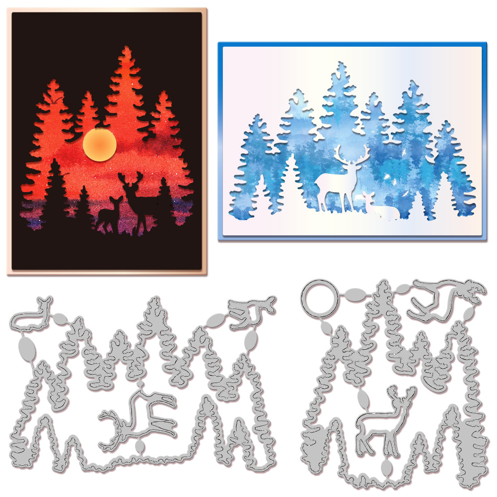 Deer Forest Theme Cutting Dies, 2pcs/set