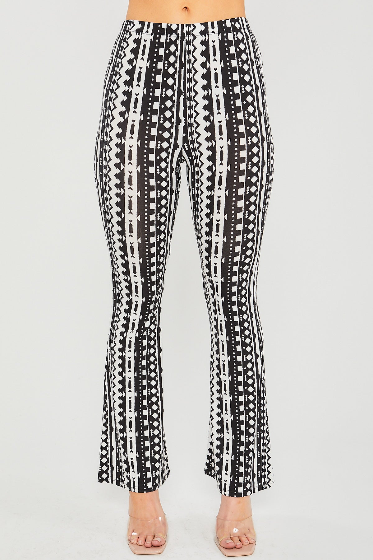 Knit Print Long Flare Pants