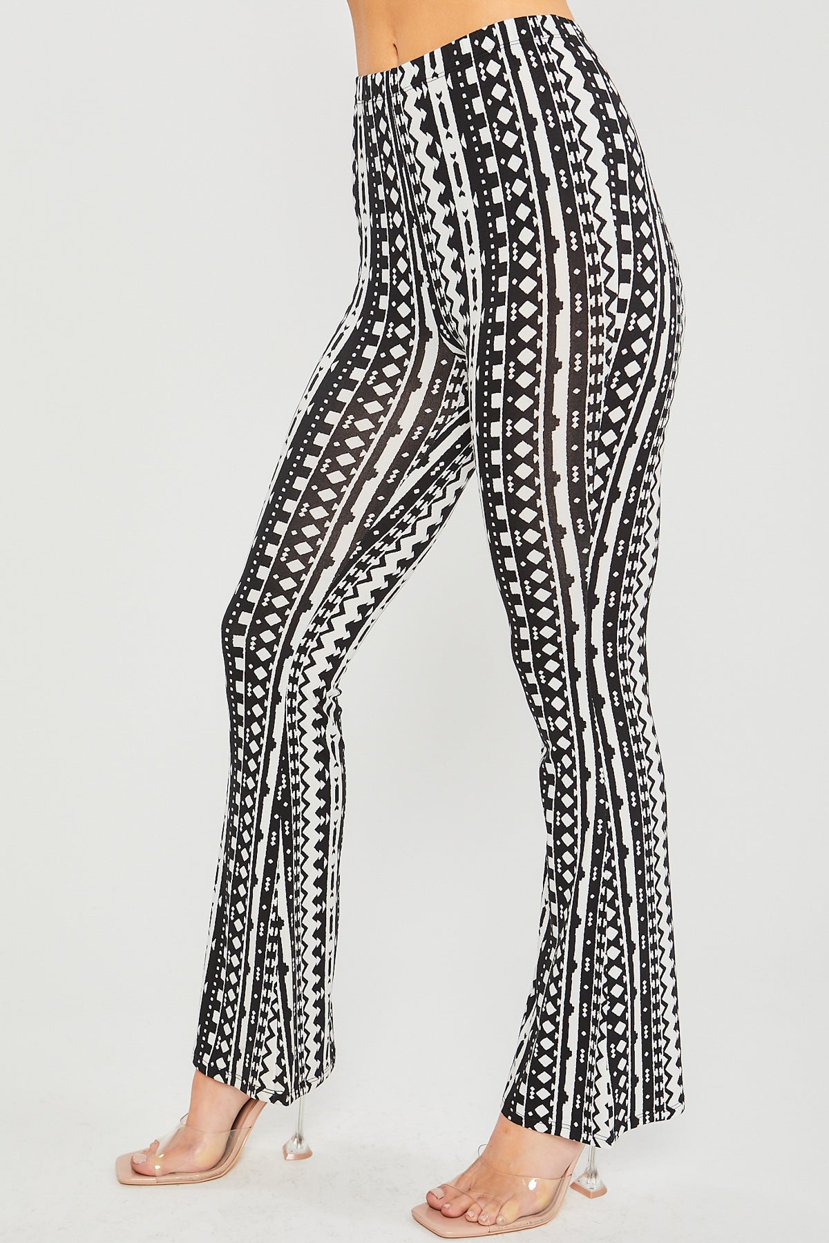 Knit Print Long Flare Pants