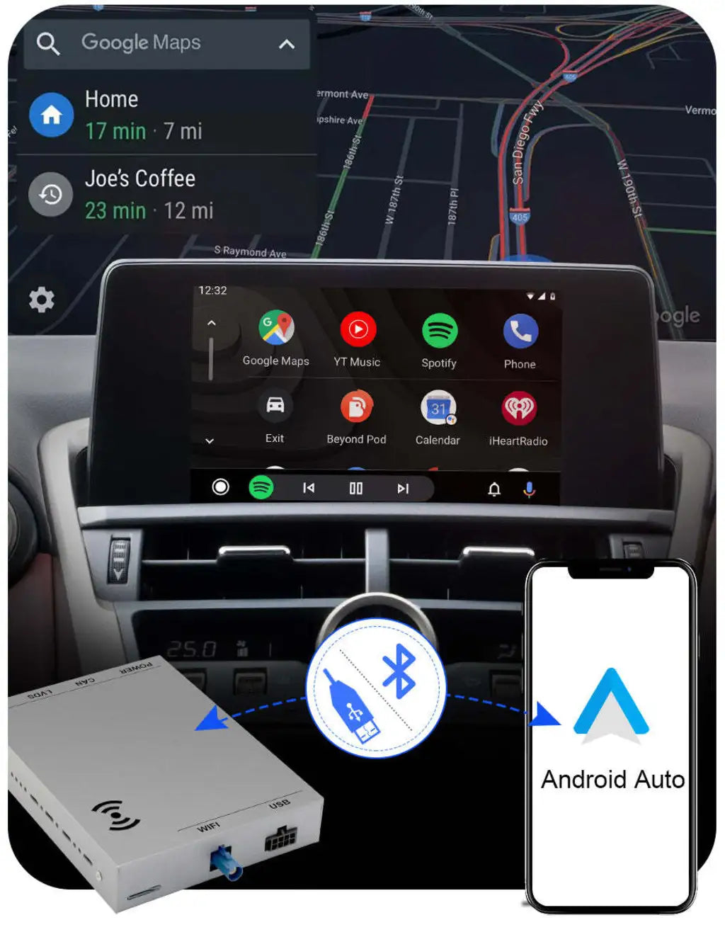 Wireless CarPlay Android Auto Module for 2014-2019 Lexus NX RX IS
