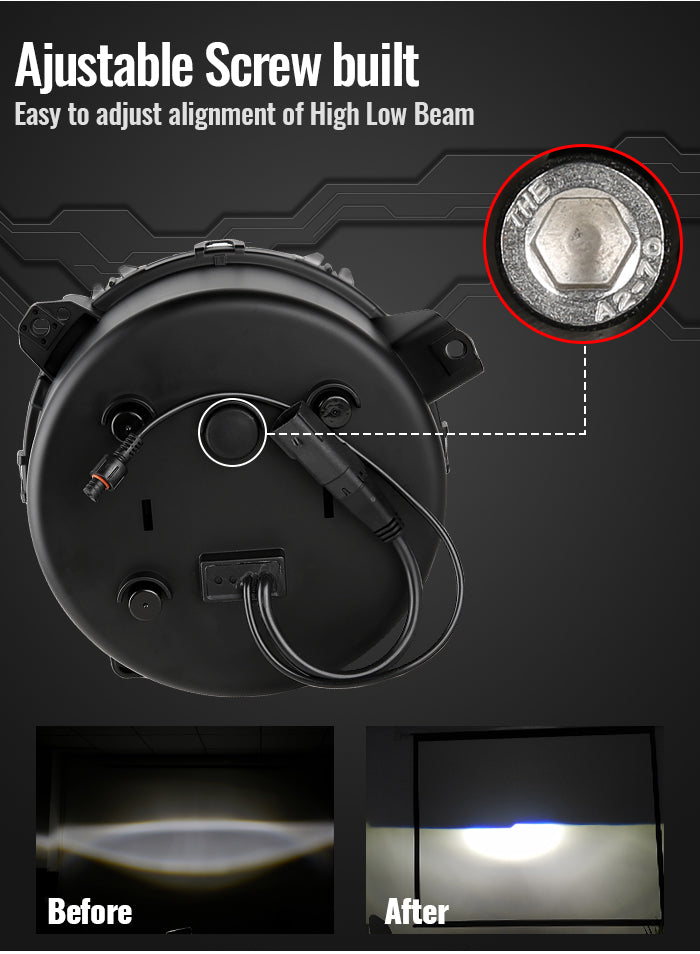 adjustable screw built Jeep Wrangler jl led headlights