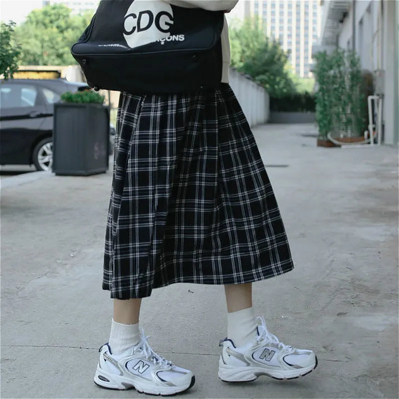 Skirts Women Preppy All-match Stylish Plaid Black Elegant High Waist Popular Japanese Style A-Line Ulzzang School Teens Retro