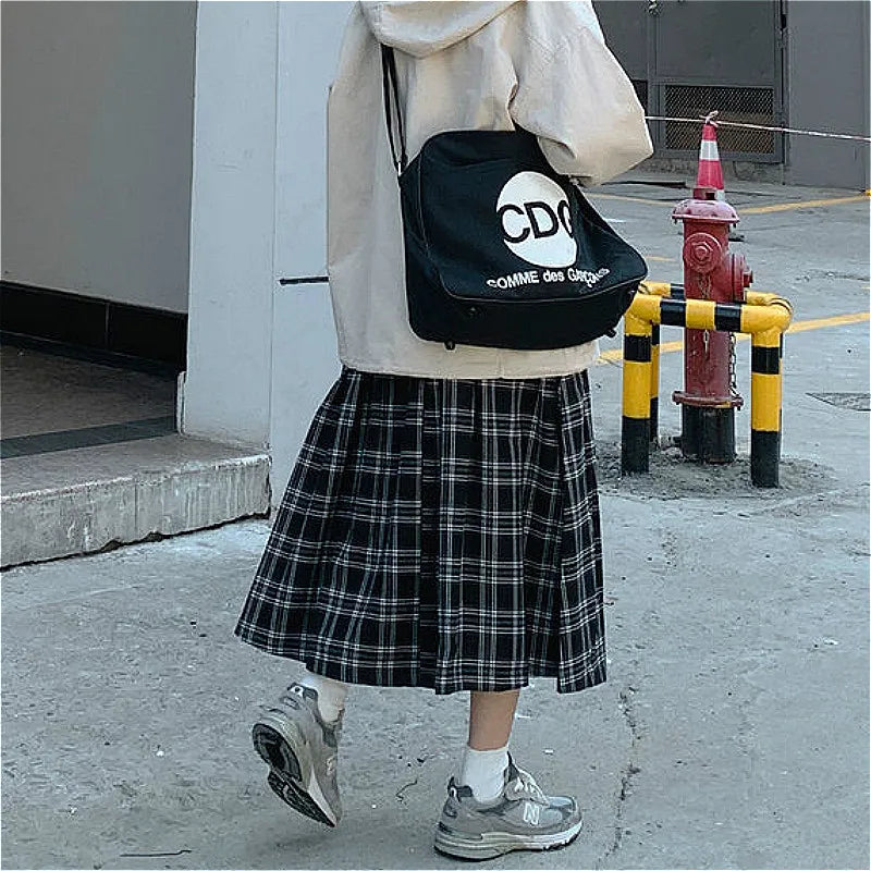 Skirts Women Preppy All-match Stylish Plaid Black Elegant High Waist Popular Japanese Style A-Line Ulzzang School Teens Retro