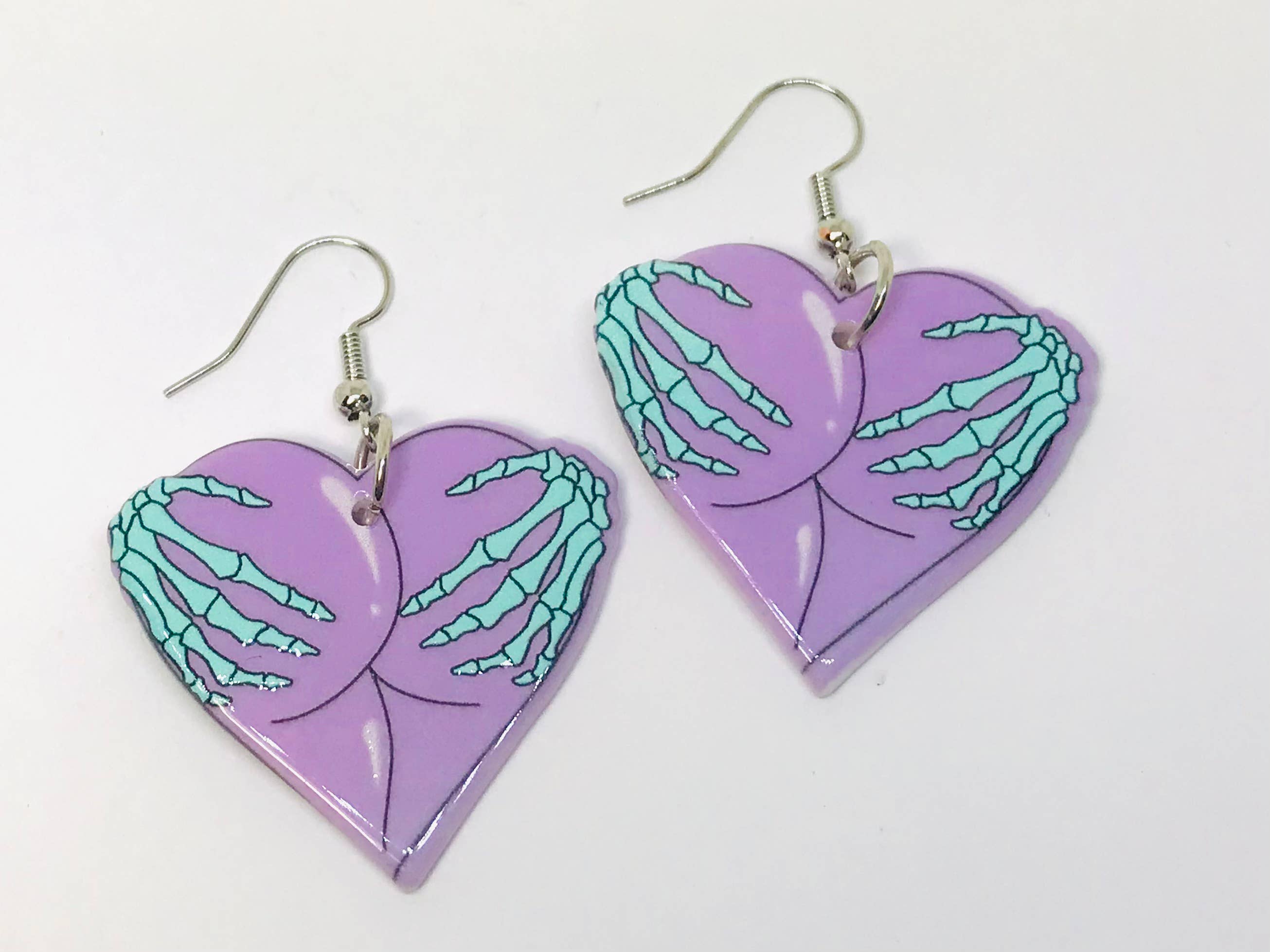 Skeleton Heart Butt Earrings