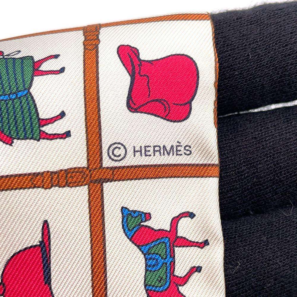 HERMES Twilly horse clothes and riding clothes Cream/Blanc/Rose Silk100%