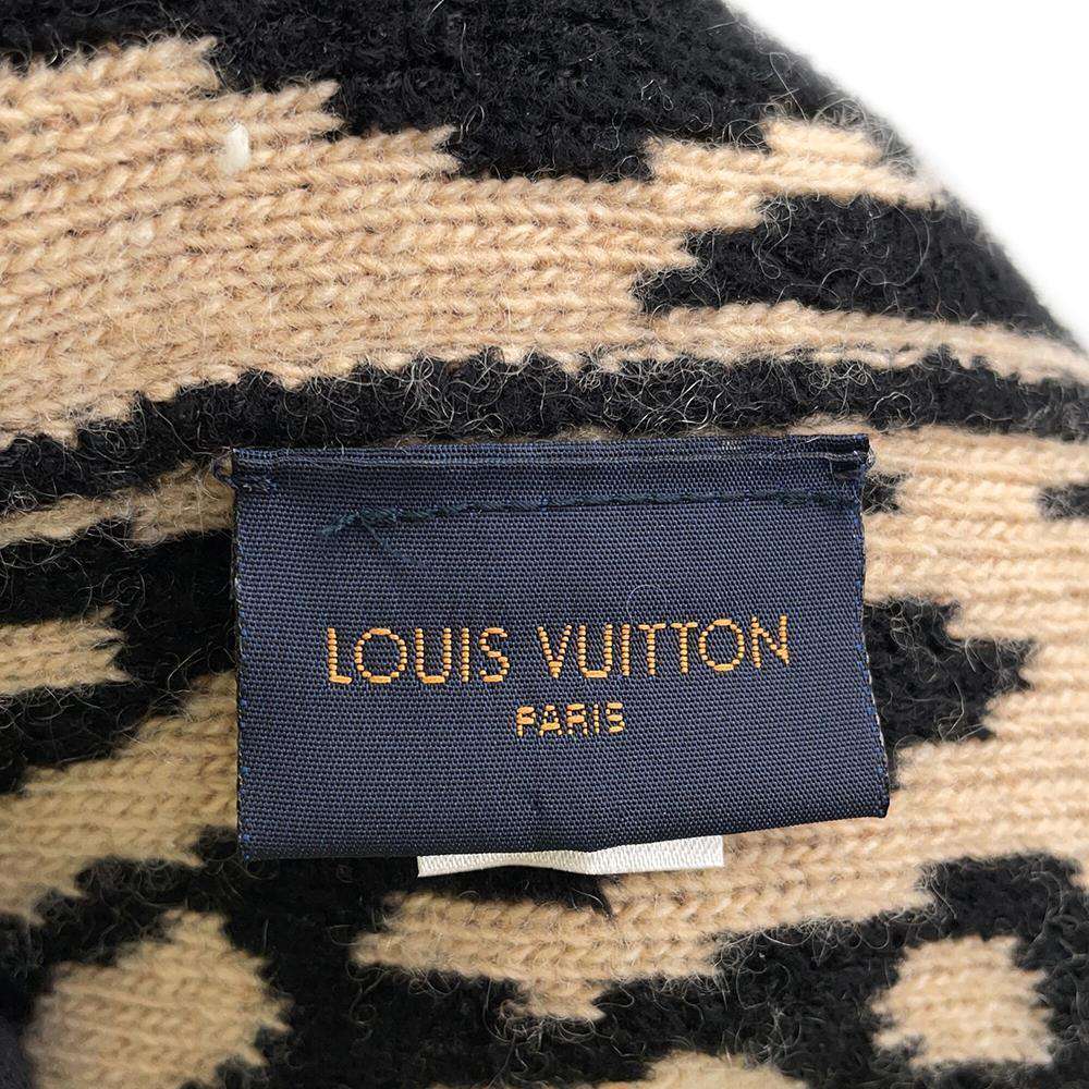 LOUIS VUITTON Scarf Beige/Black M74049 Wool  Rayon Nylon Cashmere