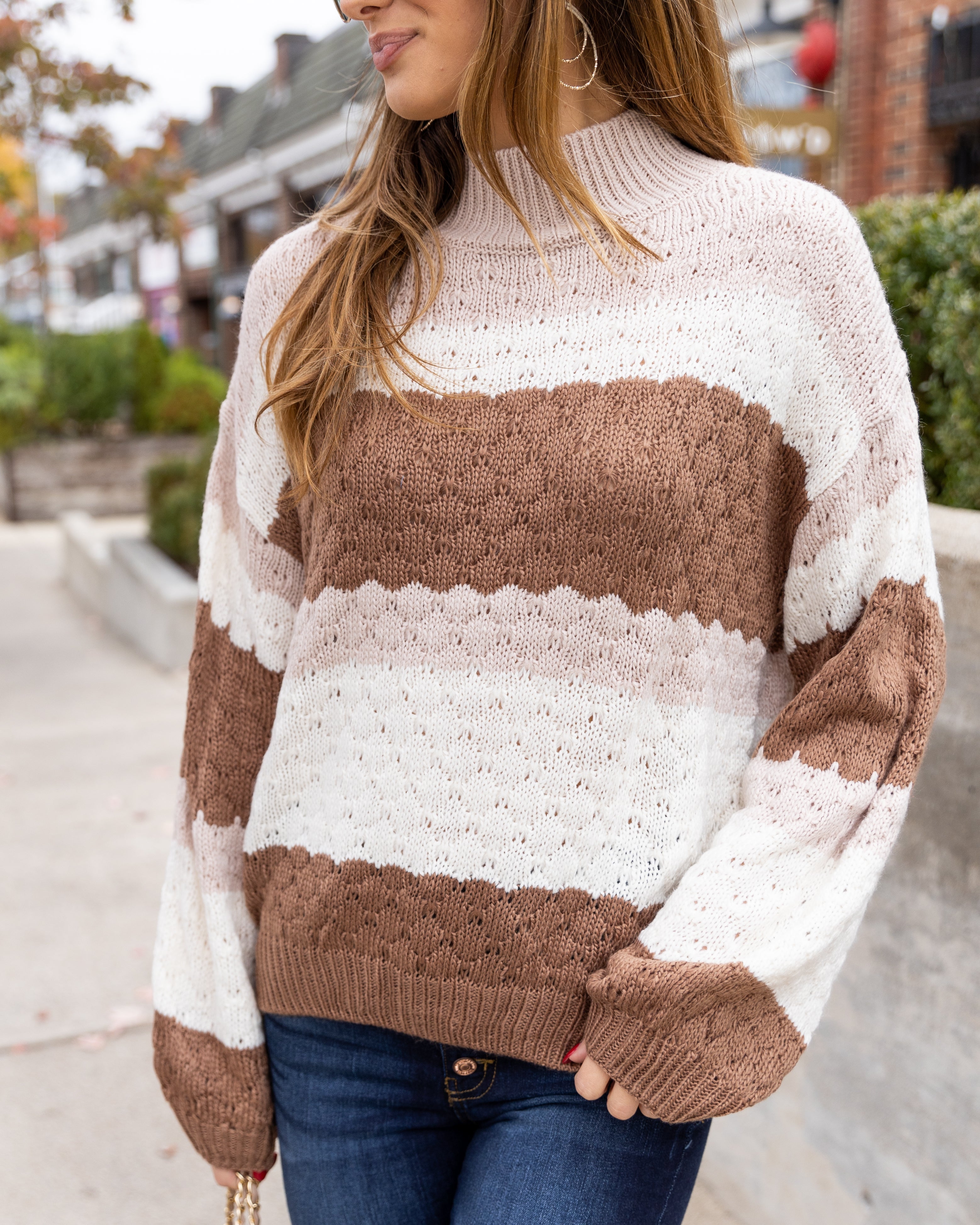 Charlie Color Block Sweater - Cream Multi