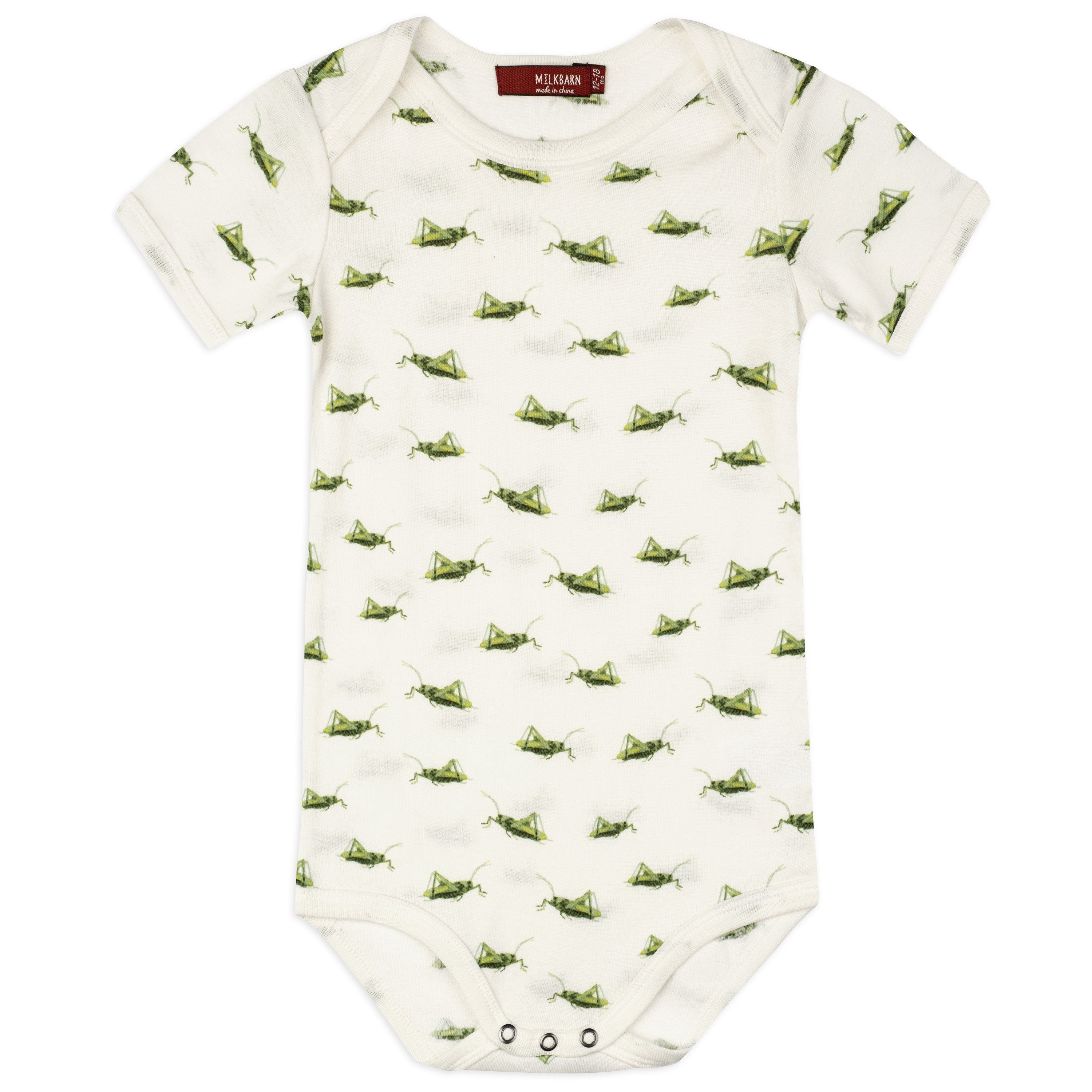 Milkbarn Kids Organic Short Sleeve One Piece | Grasshopper