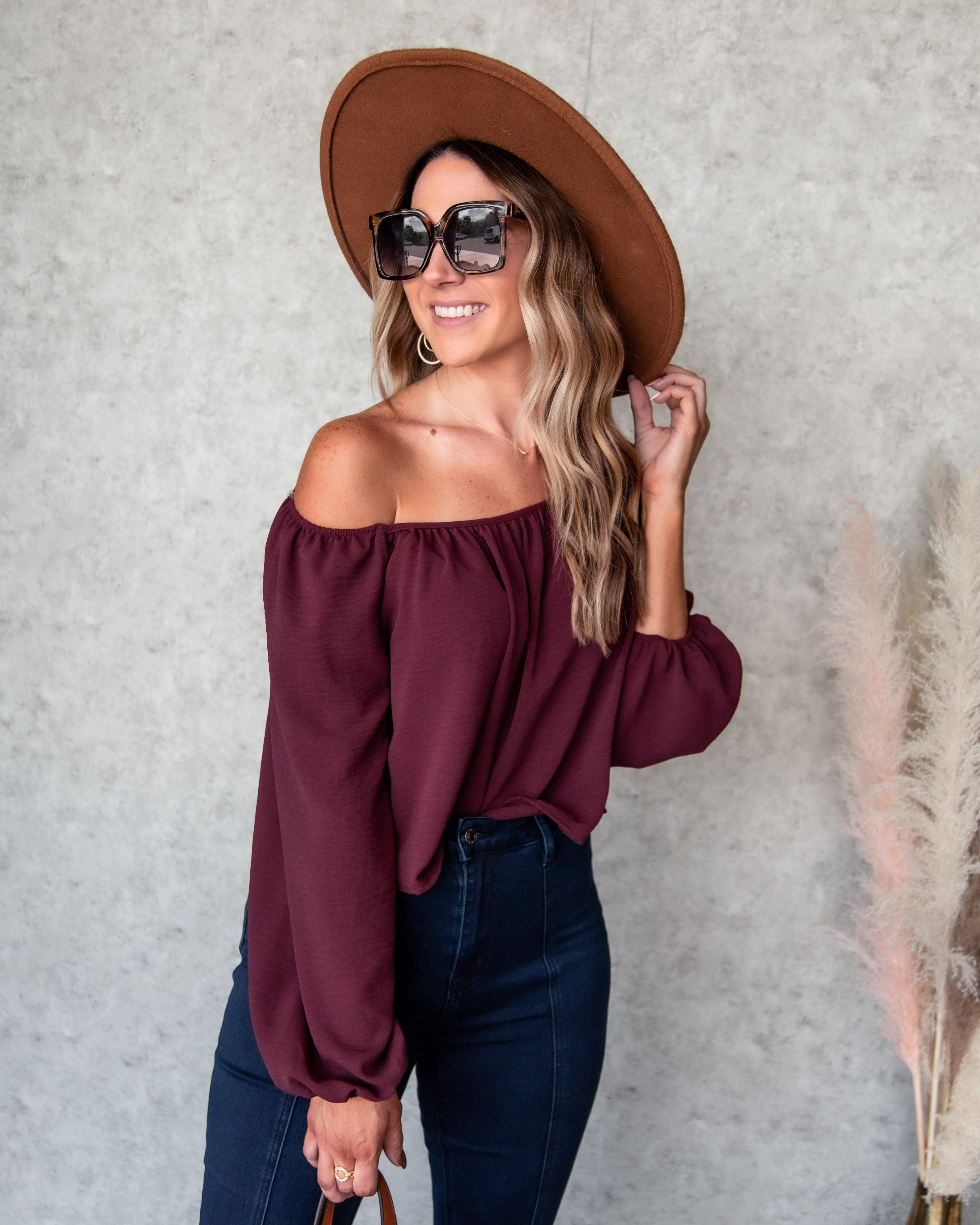 Lakelyn Back Tie Blouse - Burgundy