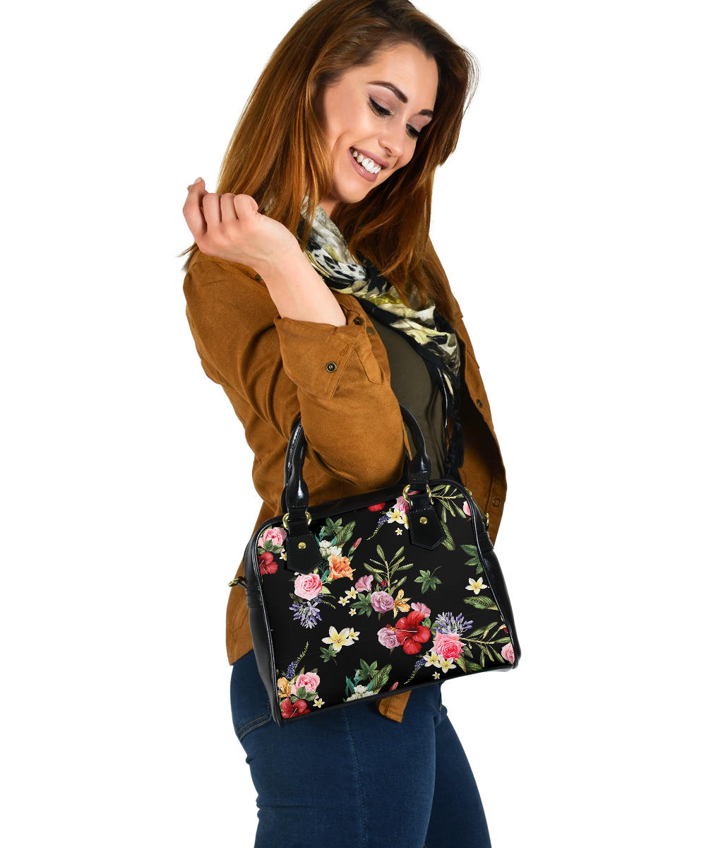 Black Floral Handbag