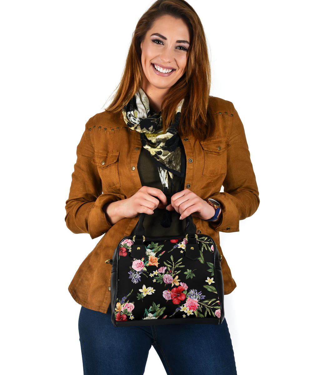 Black Floral Handbag