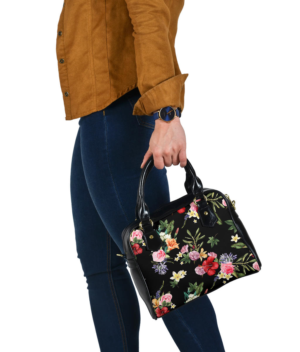 Black Floral Handbag