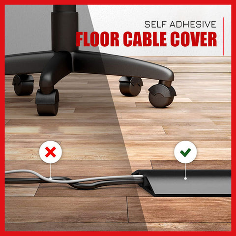 1M Floor Cord Cover Self-Adhesive Floor Cable Cover Extension Wiring Duct  Protector Electric Wire Slot Cable Concealer Manage