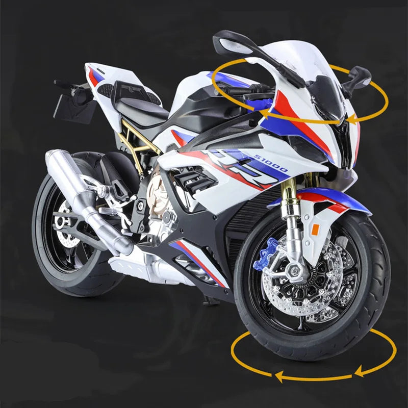 Large Size 1/9 S1000RR Alloy Racing Motorcycle Simulation Diecast Metal Street Sports Motorcycle Model With Light Kids Toys Gift