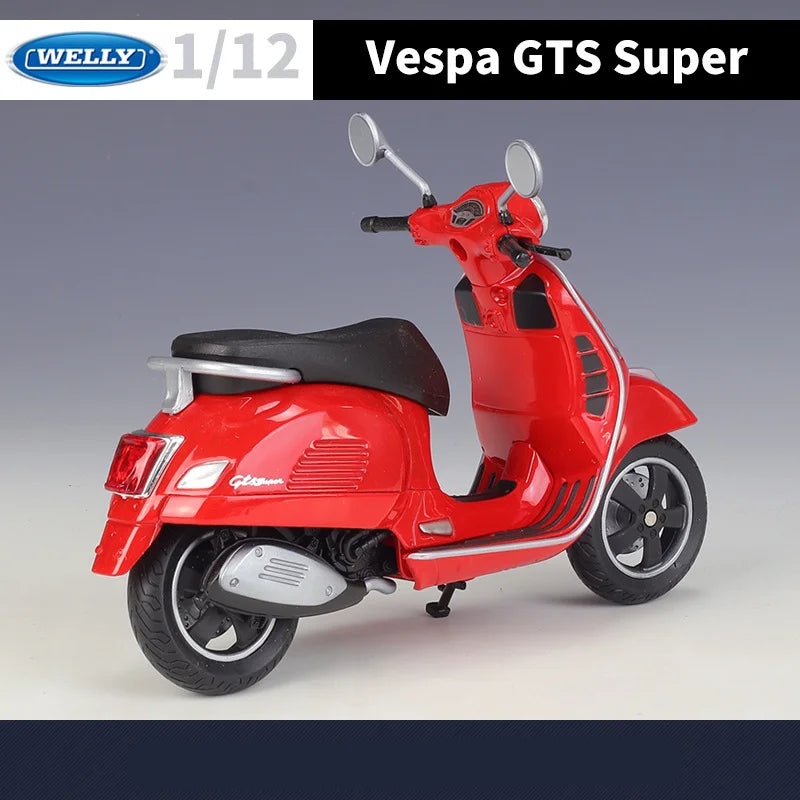 WELLY 1:12 Vespa GTS Super 2020 Alloy Classic Leisure Motorcycle Scale Model Simulation