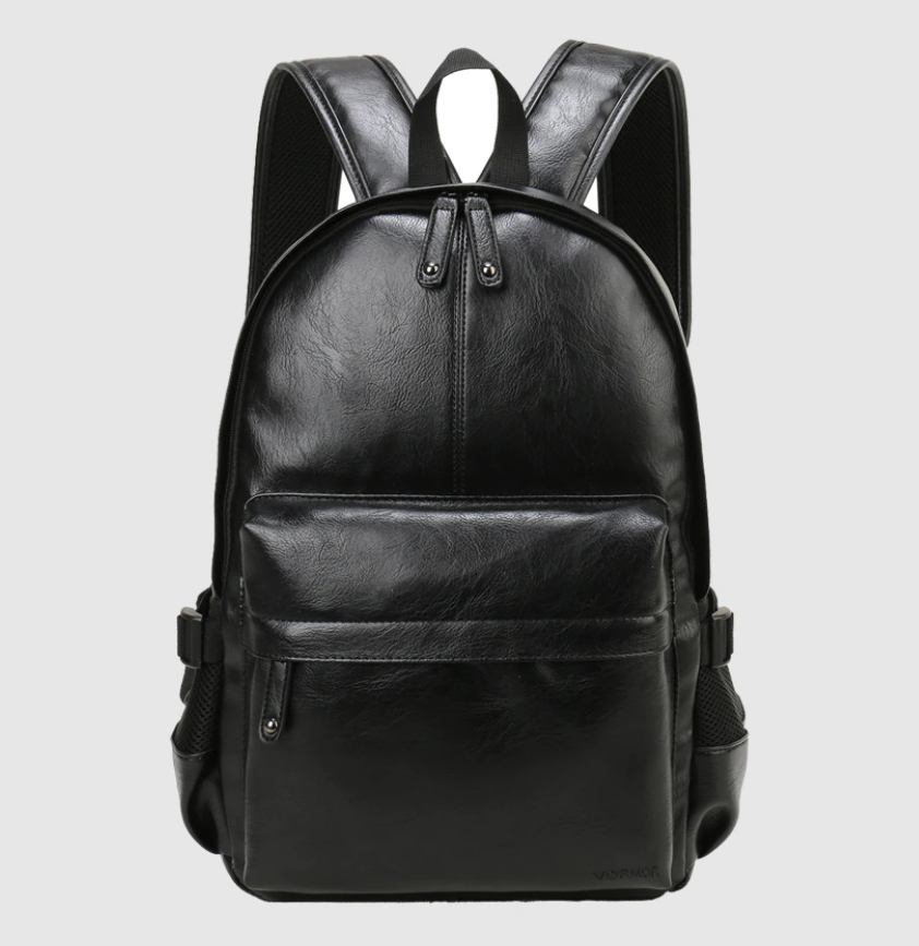 Multi-Pocket Vegan Leather Backpack 15.6 inches Laptop Bag, One Size
