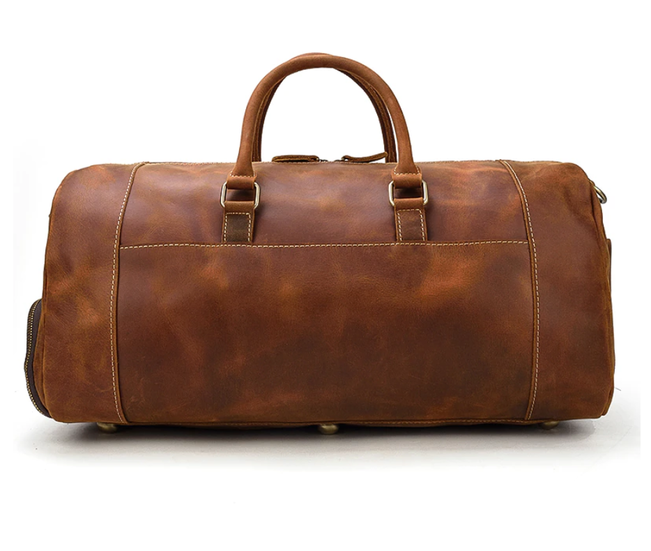 Chic Vacationer Carry-On Cowhide Leather Duffel Bag with Shoe Pocket