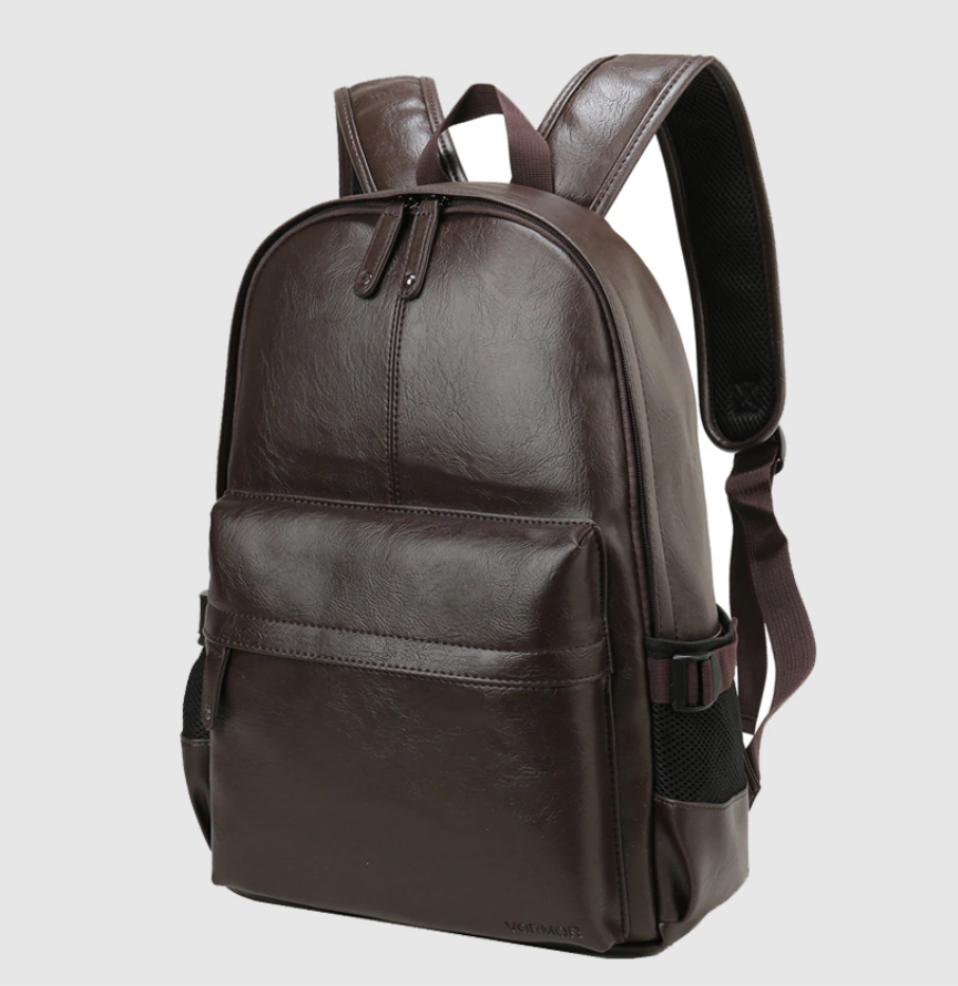 Multi-Pocket Vegan Leather Backpack 15.6 inches Laptop Bag, One Size