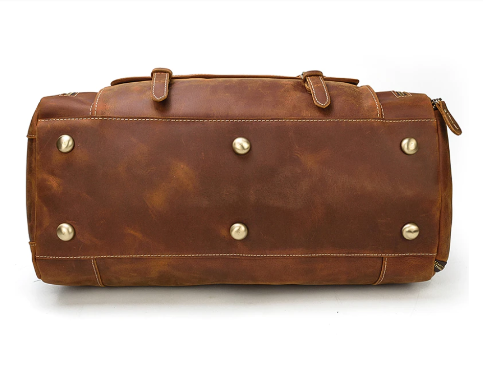 Chic Vacationer Carry-On Cowhide Leather Duffel Bag with Shoe Pocket