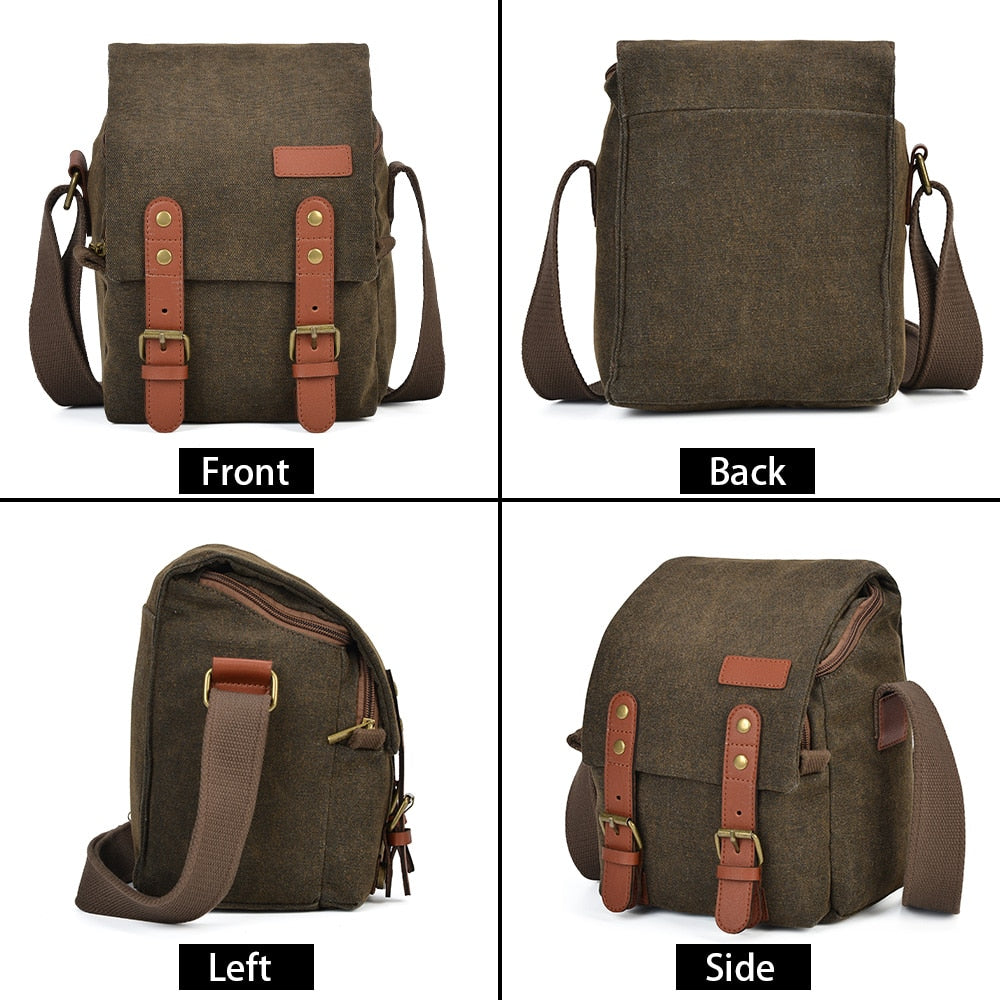 Shockproof DSLR Camera Bag Shoulder Bag, Dark Olive Canvas, Small Size