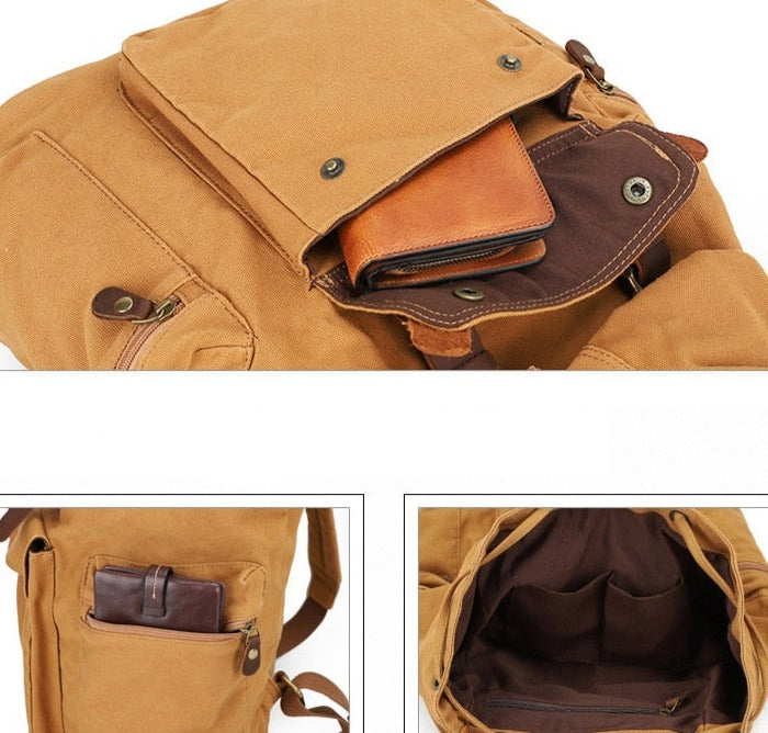 Vintage Canvas Backpack, Versatile Rucksack for Men and Women, One Size