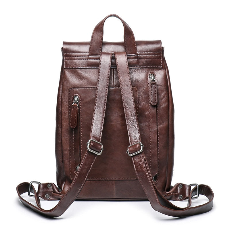 Vintage Full Grain Leather Backpack for Women, Brown/Maroon, One Size