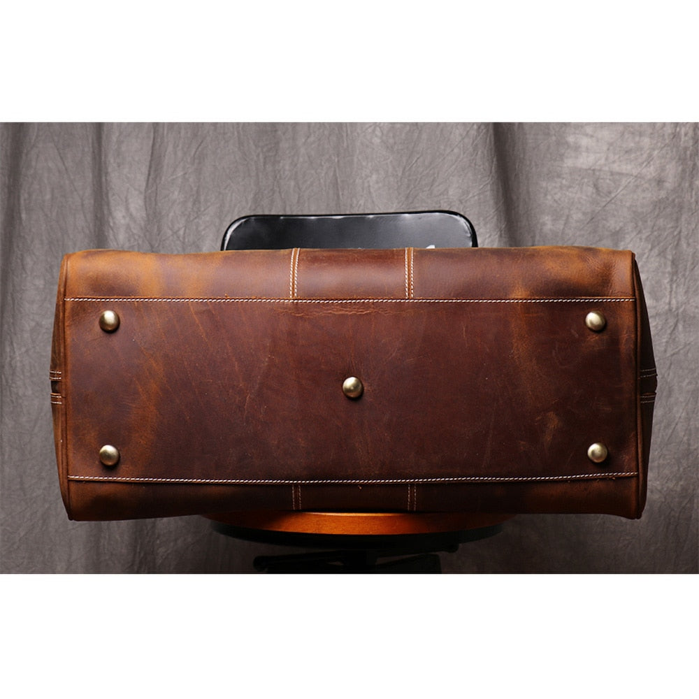 Cabin Ready Travel Duffel Weekender with Laptop Sleeve, Leather, Brown