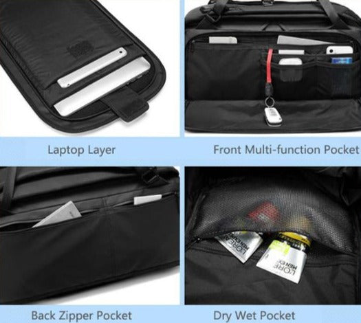 Travel Luggage Bag All-Rounder Duffel Backpack in Black, One Size, 42L