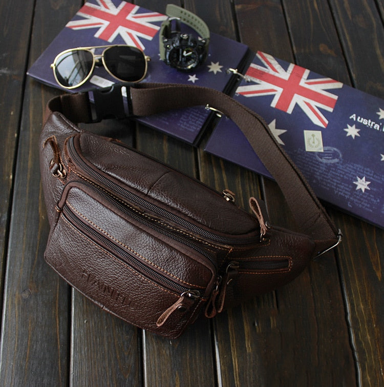 Retro Leather Waist Bag Fanny Pack Crossbody Bag Shoulder Bag in Brown