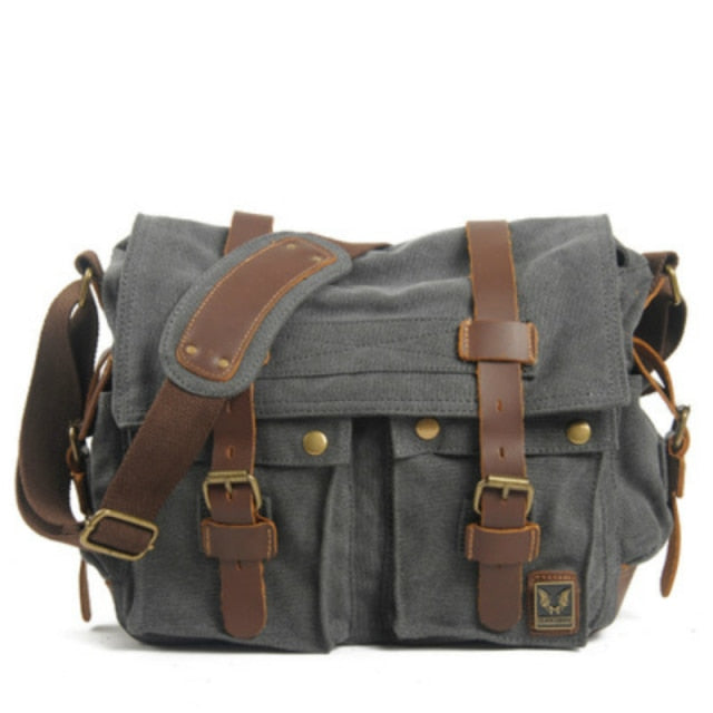 Versatile Leather Saddle Canvas Camera Bag Messenger Bag Shoulder Bag