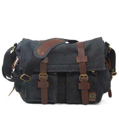 Versatile Leather Saddle Canvas Camera Bag Messenger Bag Shoulder Bag