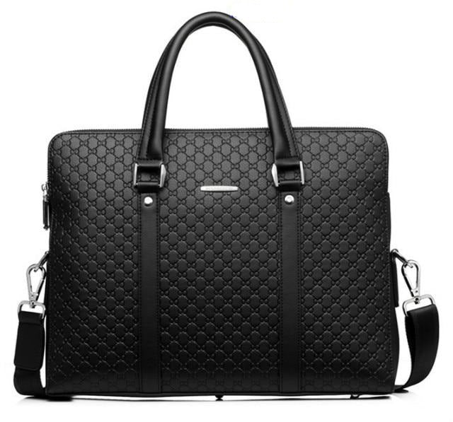 Double Layered Vegan Leather Business Briefcase Laptop Bag, Two Sizes