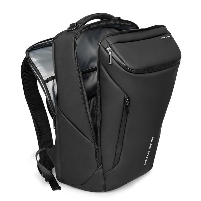Shockproof Matte Black Travel Backpack with USB Charging Port, One Size