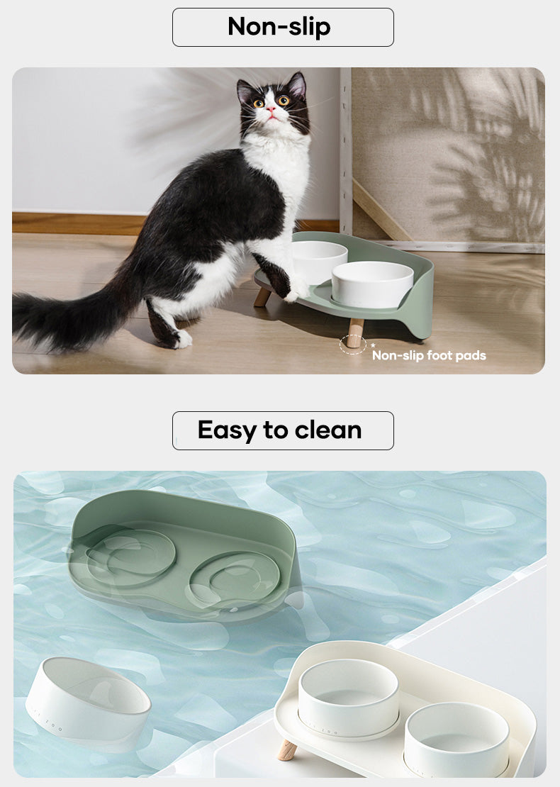 Raised Cat bowl, Double cat bowl