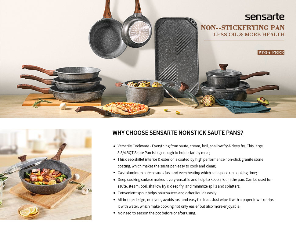 SENSARTE Nonstick Deep Frying Pan Skillet Review 