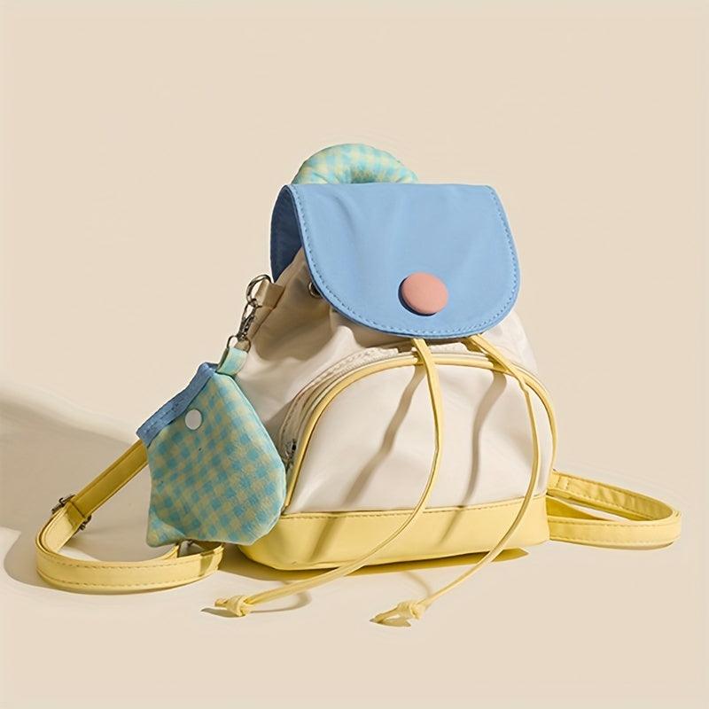 Cute Anime Flap Backpack, Cartoon Nylon Schoolbag