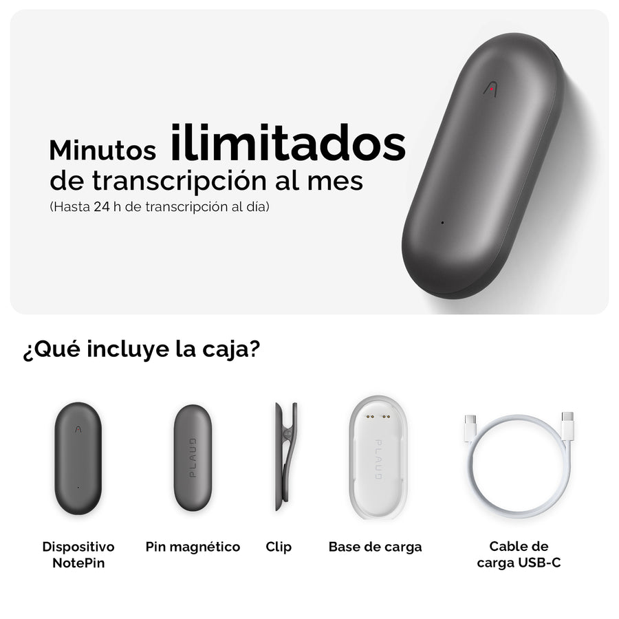 PLAUD NotePin & 2 Plan Ilimitado Anual AI
