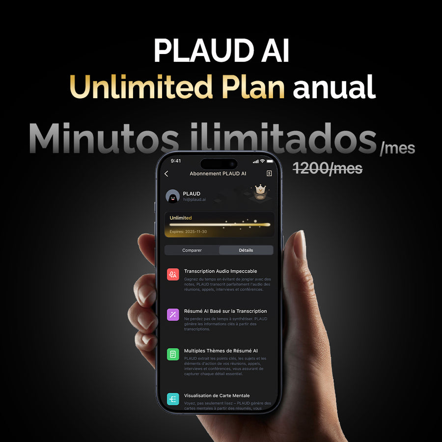 Suscripción ilimitado anual a PLAUD AI | Pack de 2