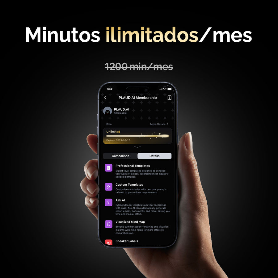 PLAUD NotePin & 2 Plan Ilimitado Anual AI
