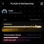Suscripción ilimitado anual a PLAUD AI | Pack de 2