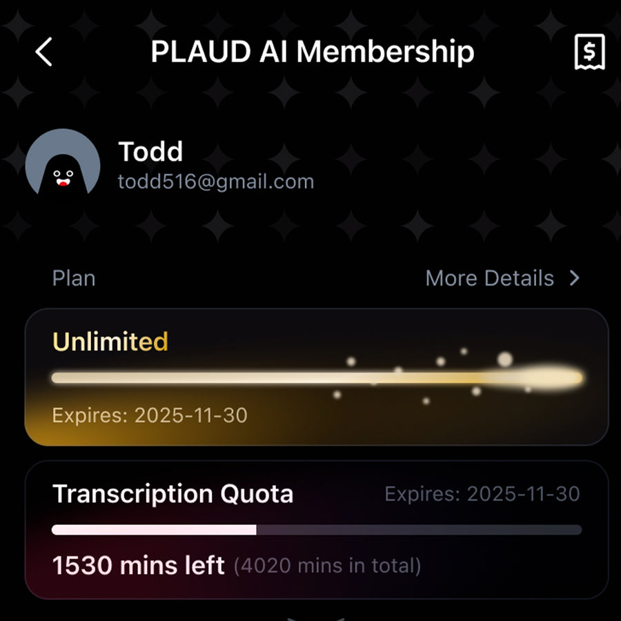 Suscripción ilimitado anual a PLAUD AI | Pack de 2