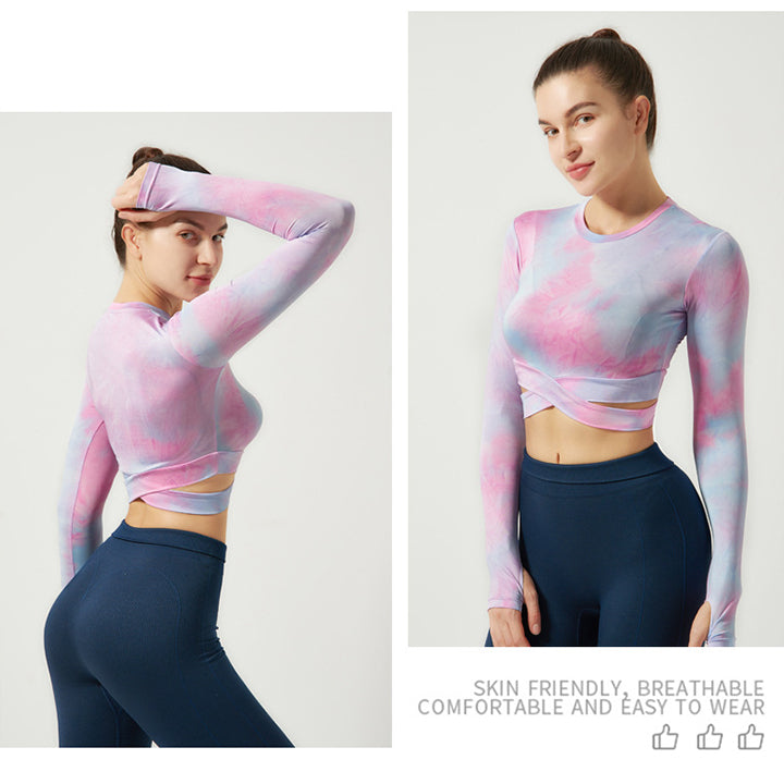 Tie-dye Long Sleeves with Thumbholes Tops